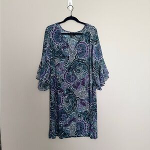 Roz & Ali Teal and Purple Paisley Dress